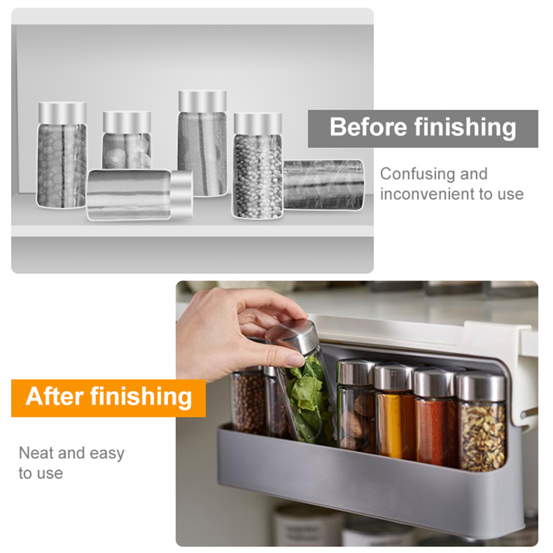 Kitchen Self-Adhesive Spice Organizer Rack Seasoning Bottle Storage Rack under Desk Drawer Hidden Kitchen Supplies Storage