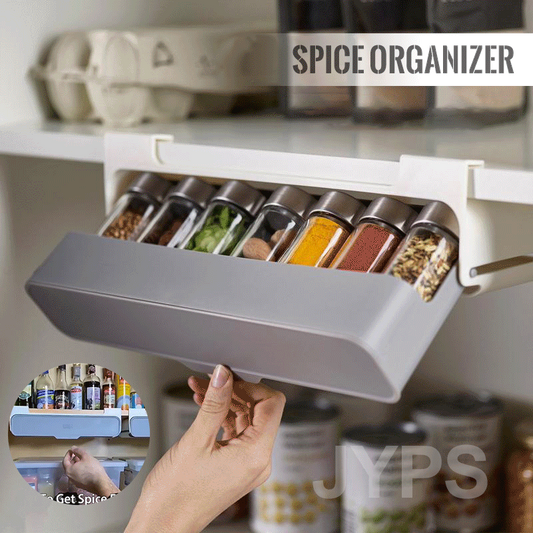 Kitchen Self-Adhesive Spice Organizer Rack Seasoning Bottle Storage Rack under Desk Drawer Hidden Kitchen Supplies Storage